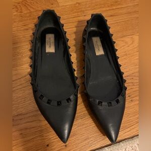 Valentino Black Rockstud Flats